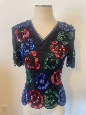 Vintage Silk Sequined & Beaded Blouse